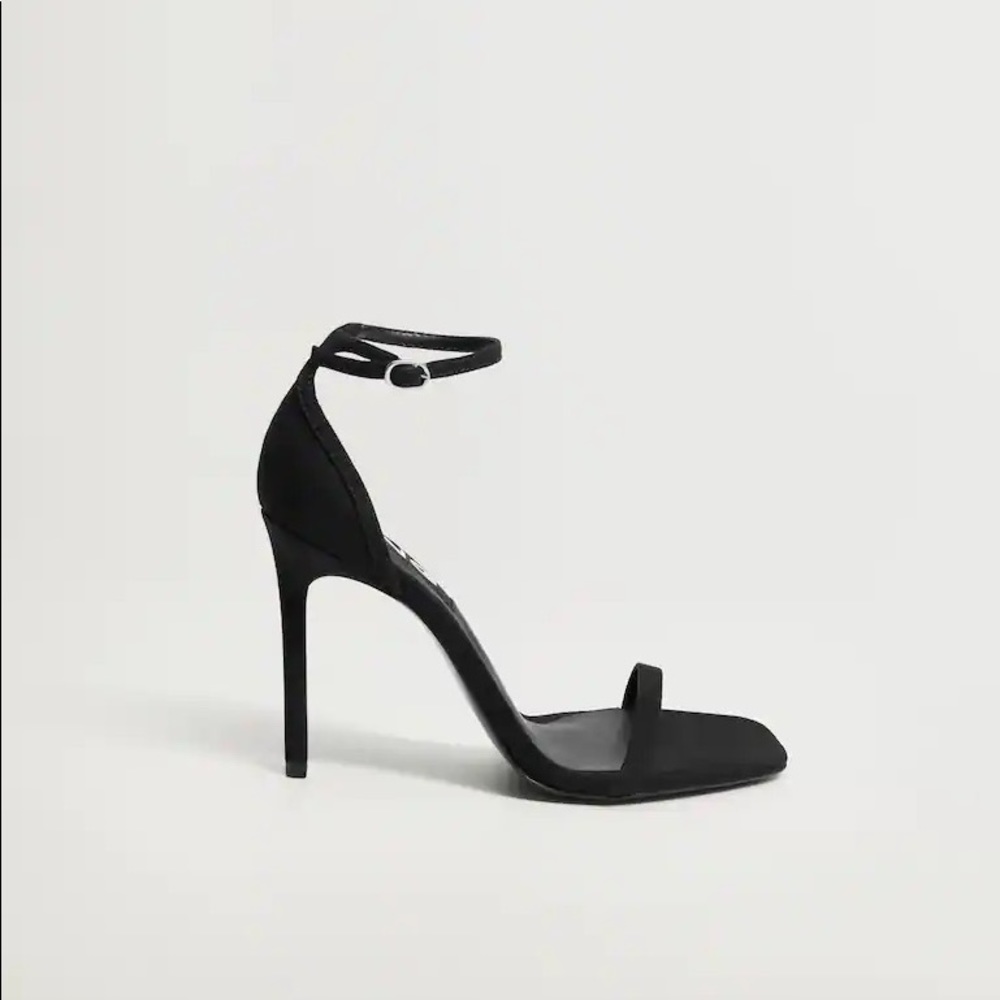 Mango MNG strappy black stiletto 4” high heels, size EU 37 / US 6.5-7